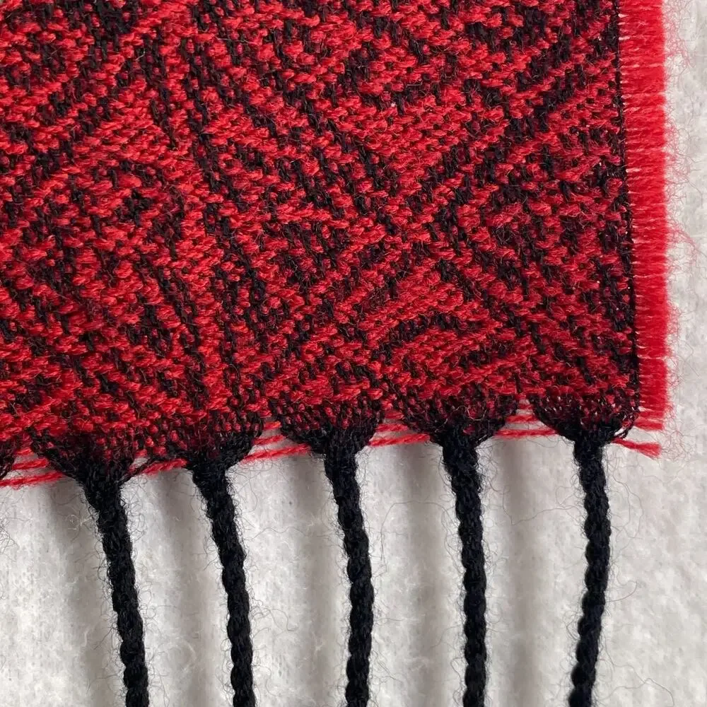 CALZEAT Scarf Wool Chenille Viking Helm Awe Celtic Fringe Trim Red Scotland